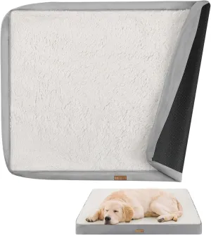 Dog Bed Cover, Washable Replacement Large Dog Bed Sheet with 3-Sided Continuous Zipper, Waterproof Liner, Soft Plush, Pet Mattress Fluffy Protector, 44x32x3 inches - XL, Cover Only White