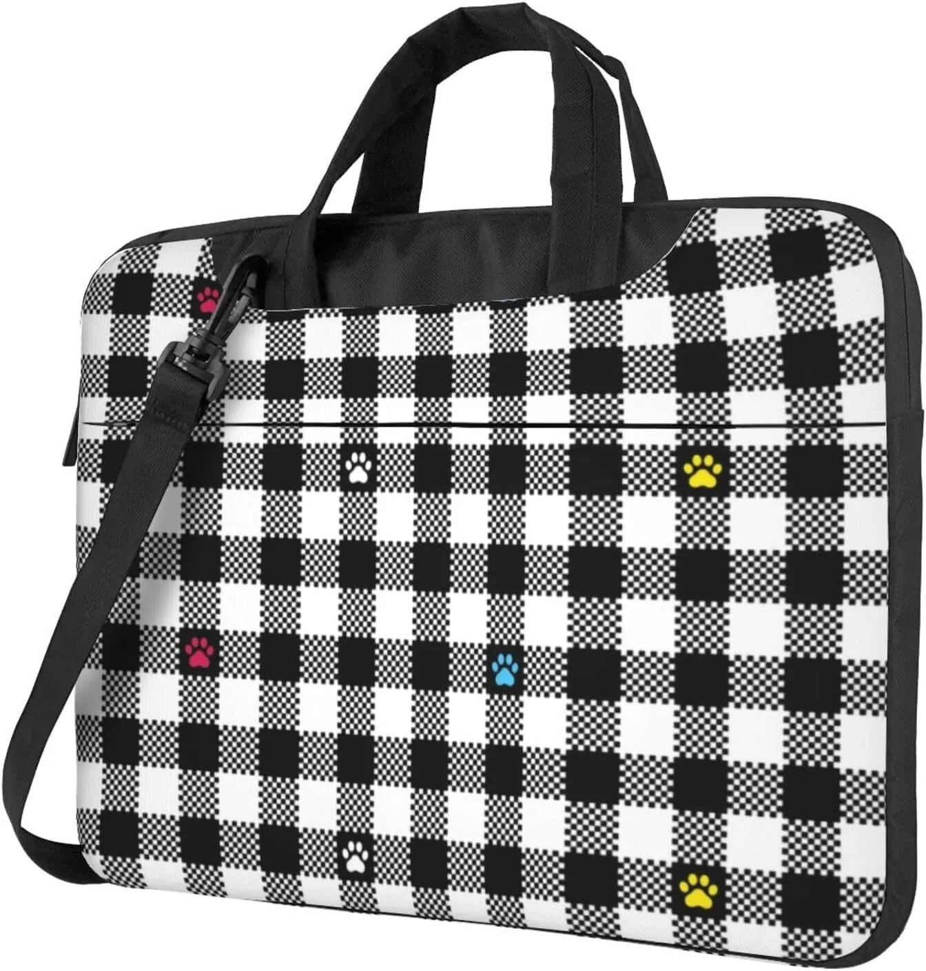 Dog Paw Seamless Pattern Laptop Bag Classic Slim Briefcase Messenger Bag, Spacious, Ergonomic