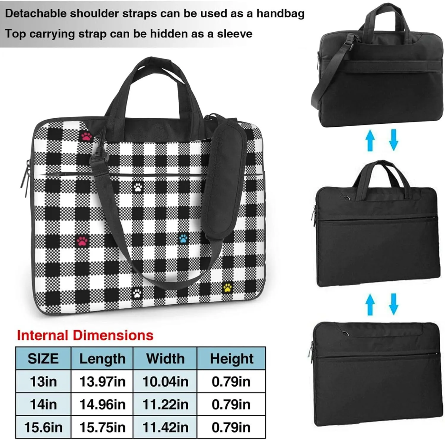 Dog Paw Seamless Pattern Laptop Bag Classic Slim Briefcase Messenger Bag, Spacious, Ergonomic