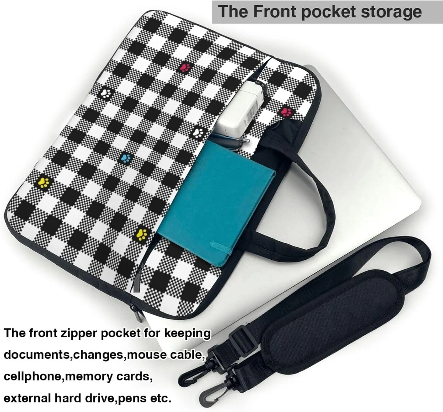 Dog Paw Seamless Pattern Laptop Bag Classic Slim Briefcase Messenger Bag, Spacious, Ergonomic