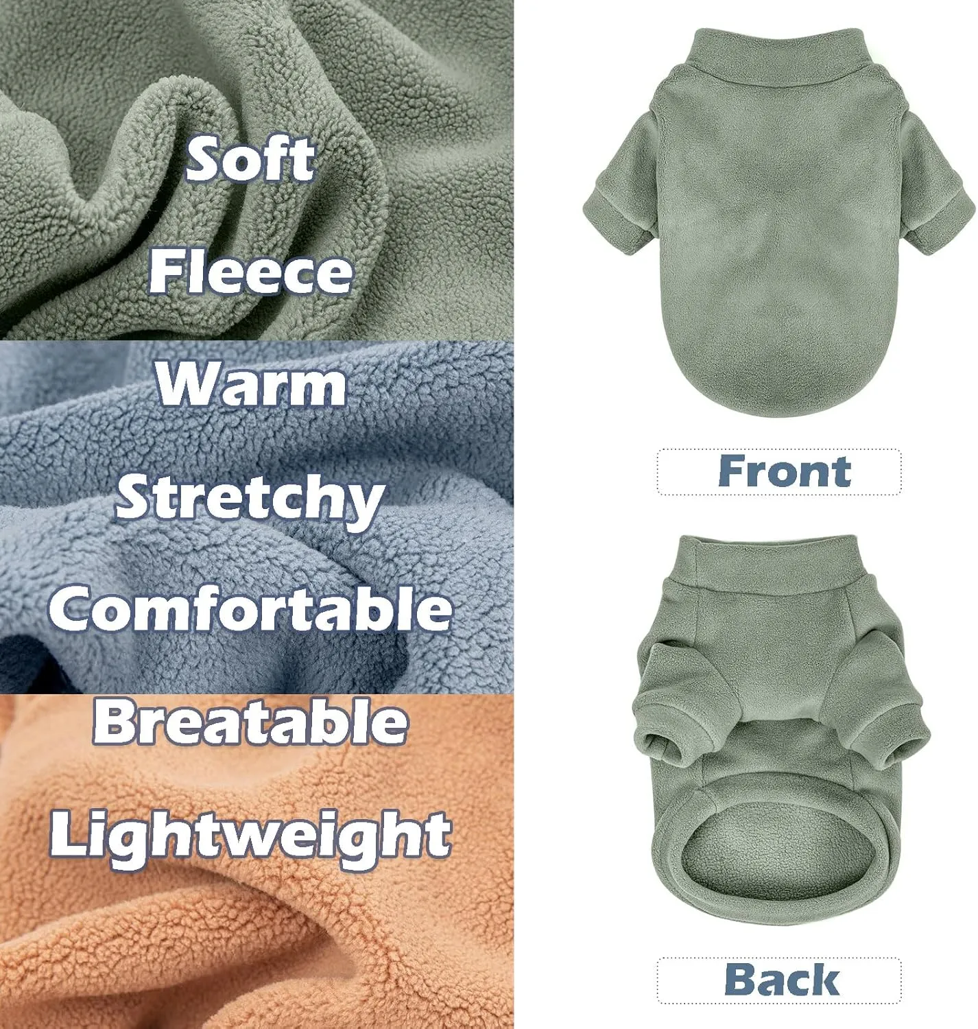 Dog Sweater, 3 Pack Dog Sweaters for Small Dogs Girl Boy, Ultra Soft Warm Puppy Clothes Coat for Winter (Lt Blue Olive Brown, XX-Large)