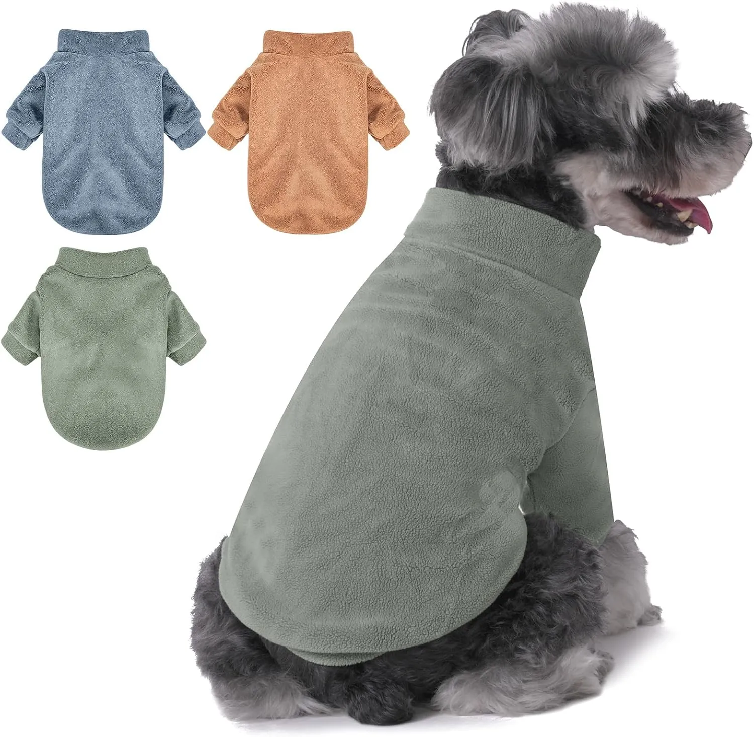 Dog Sweater, 3 Pack Dog Sweaters for Small Dogs Girl Boy, Ultra Soft Warm Puppy Clothes Coat for Winter (Lt Blue Olive Brown, XX-Large)