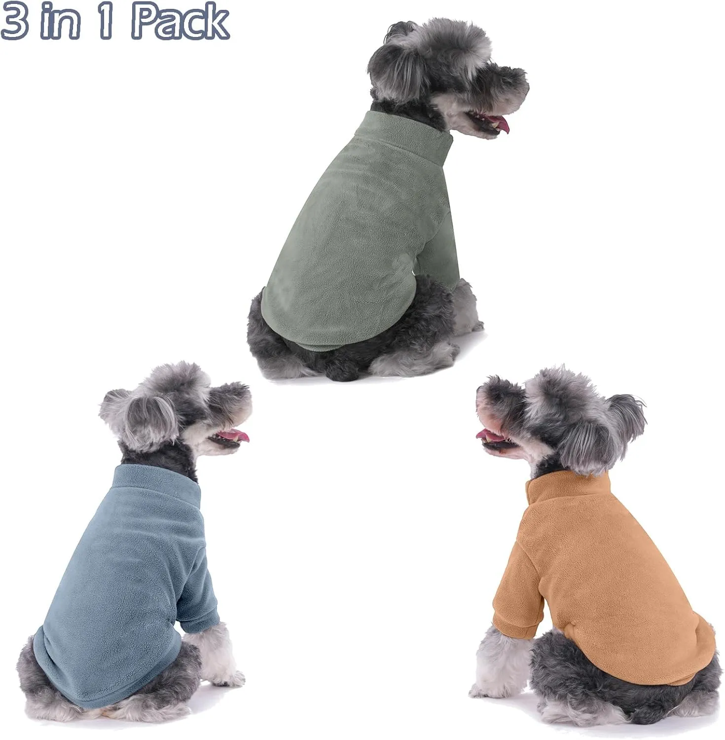 Dog Sweater, 3 Pack Dog Sweaters for Small Dogs Girl Boy, Ultra Soft Warm Puppy Clothes Coat for Winter (Lt Blue Olive Brown, XX-Large)