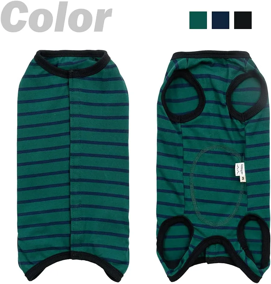 Dog’s Recovery Suit Post Surgery Shirt for Puppy, Wound Protective Clothes for Little Animals(Green Black Stripe-XL)