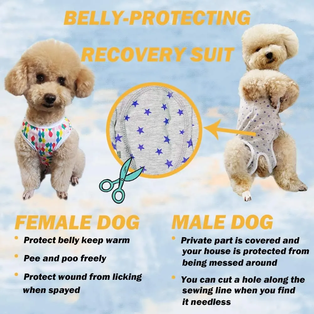 Dog’s Recovery Suit Post Surgery Shirt for Puppy, Wound Protective Clothes for Little Animals(Green Black Stripe-XL)