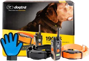 Dogtra 1902S 2 Dog Training Collar with Remote -3/4 Mile Range Dog Locator - Includes Extreme Consumer Products Soft Silicone Pet Grooming Glove