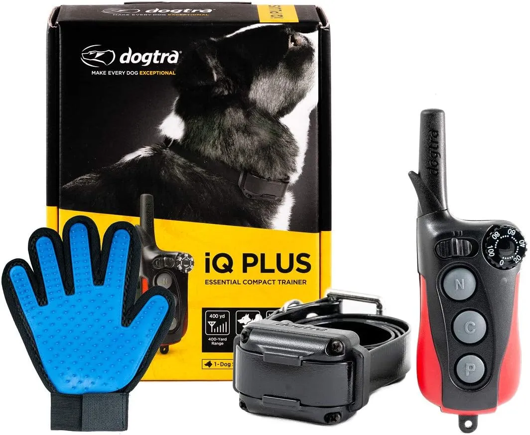 Dogtra Extreme Consumer Products IQ Plus Training Collar with Remote - Pet Smart Collar for Dogs - 1/4 Mile Signal Range - Includes Soft Silicone Pet Grooming Glove