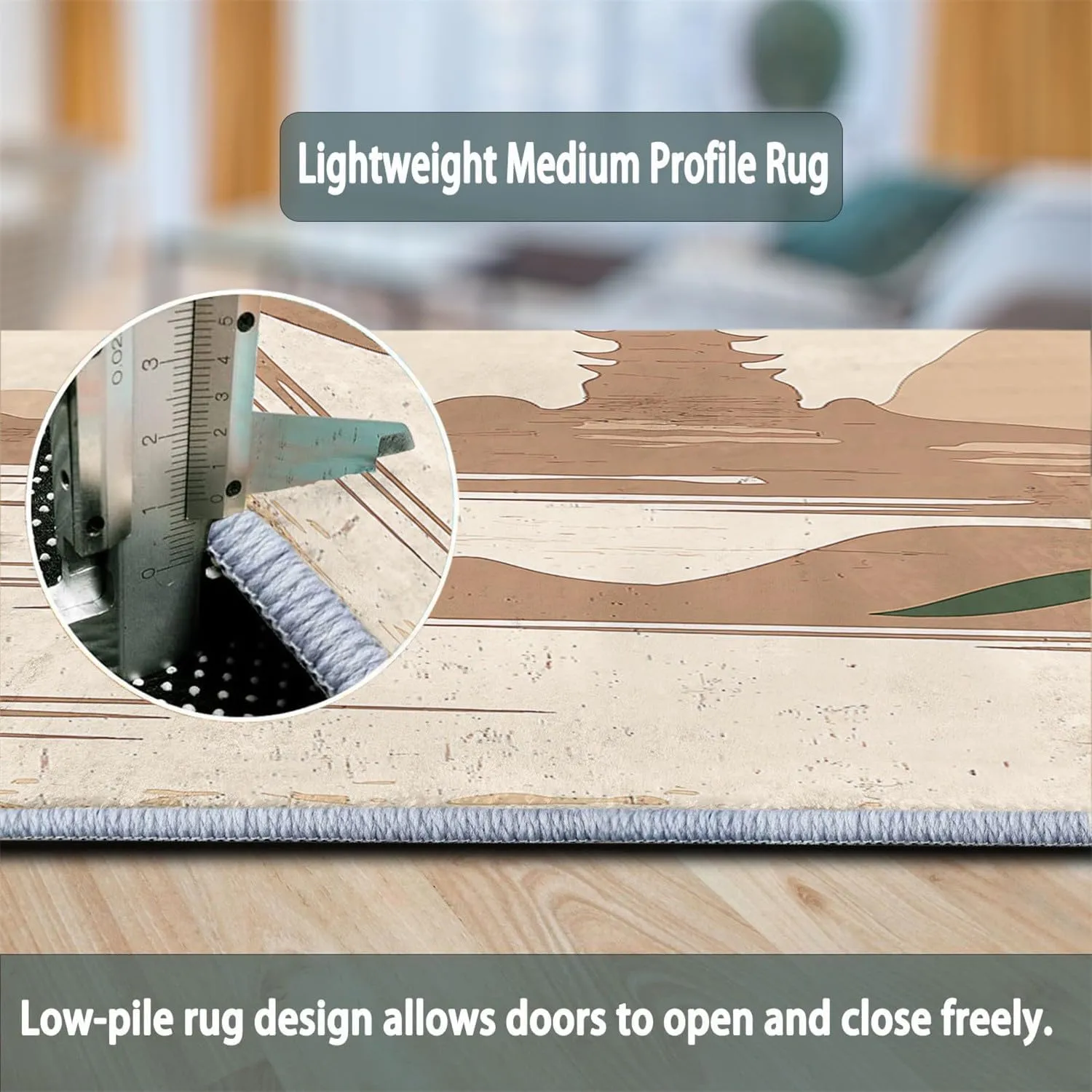 Door Mat Indoor Entrance 3 x 5 ft Rugs, Washable Japanese Traditional Art Painting Mountains Area Rug, Non-Slip Low Pile Japanese Art Carpet for Entryway Kitchen Front Door Indoor Entrance Kids Room