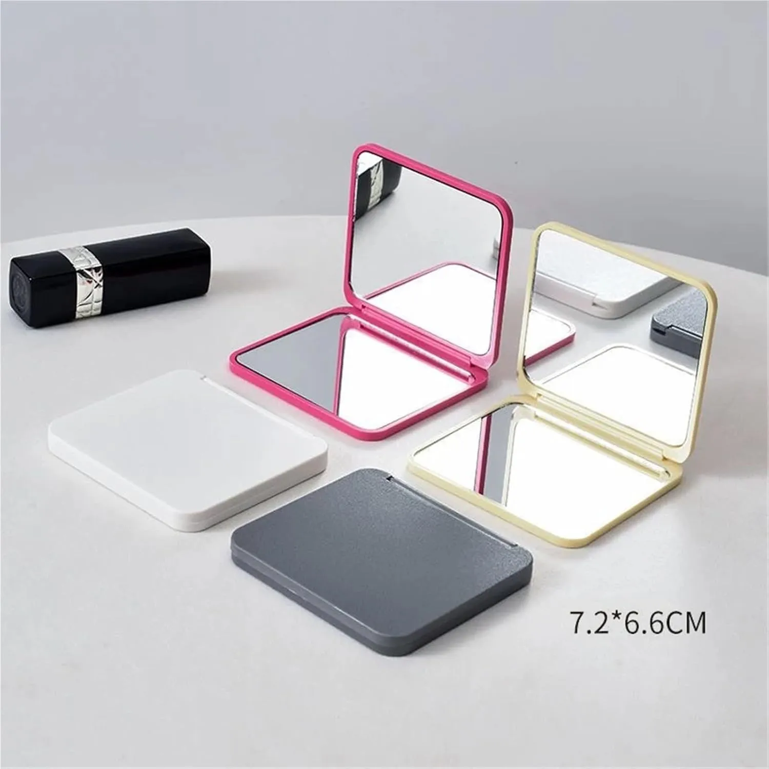 Double-Sided Makeup Mirrors Women Portable Cute Handheld Mini Mirror 2 Face Square Makeup Mirror Multiple(Blue)