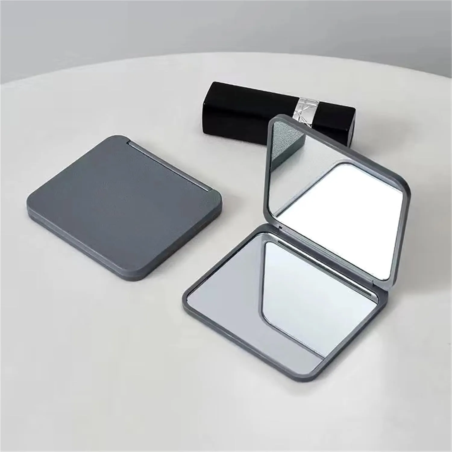 Double-Sided Makeup Mirrors Women Portable Cute Handheld Mini Mirror 2 Face Square Makeup Mirror Multiple(Blue)