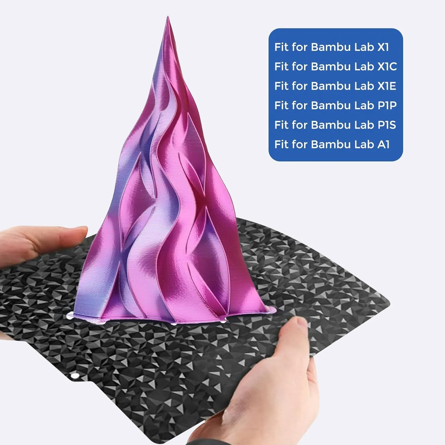 Double Sided PEO PEI Build Plate for Bambu Lab X1C/X1/X1E/P1P/P1S/A1, Smooth Diamond PEO  Texture PEI Spring Steel Sheet Plate 257x257mm for Bambu 3D Printer