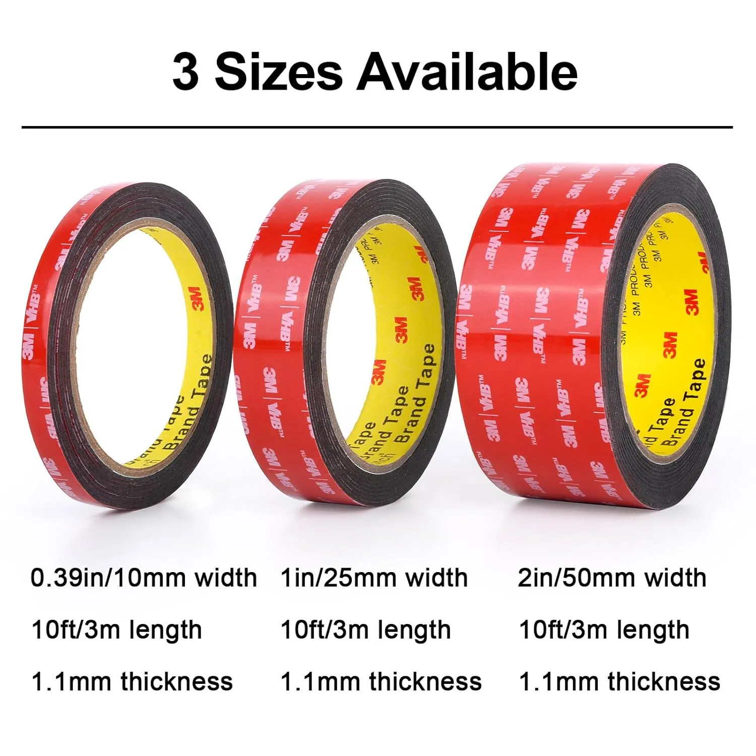 Double Sided Tape Heavy Duty Mounting Tape Strong Adhesive Tape Waterproof Foam Tape Picture Hanging Strips Carpet Tape Rug Gripper for LED Strip Light Indoor and Outdoor (1in X 10ft)