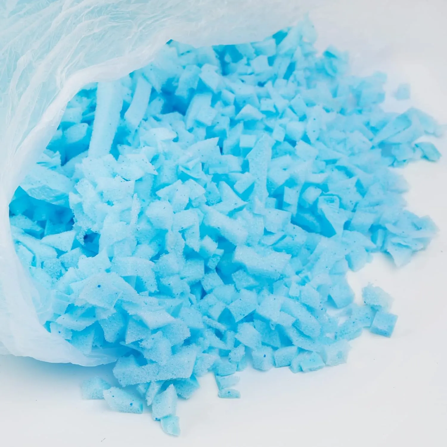 DR.DUDU 5lbs Shredded Memory Foam Filling for Bean Bag Filler, Soft and Convenient Pillow Stuffing Foam for Couch Cushion Dog Bed Chair Arts Crafts, Added Gel Particles (Blue)