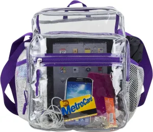Eastsport Clear Bag Stadium Approved Events Transparent Crossbody Shoulder Messenger for Travel Beach Work Concert College