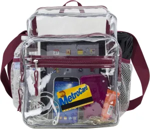 Eastsport Clear Bag Stadium Approved Events Transparent Crossbody Shoulder Messenger for Travel Beach Work Concert College