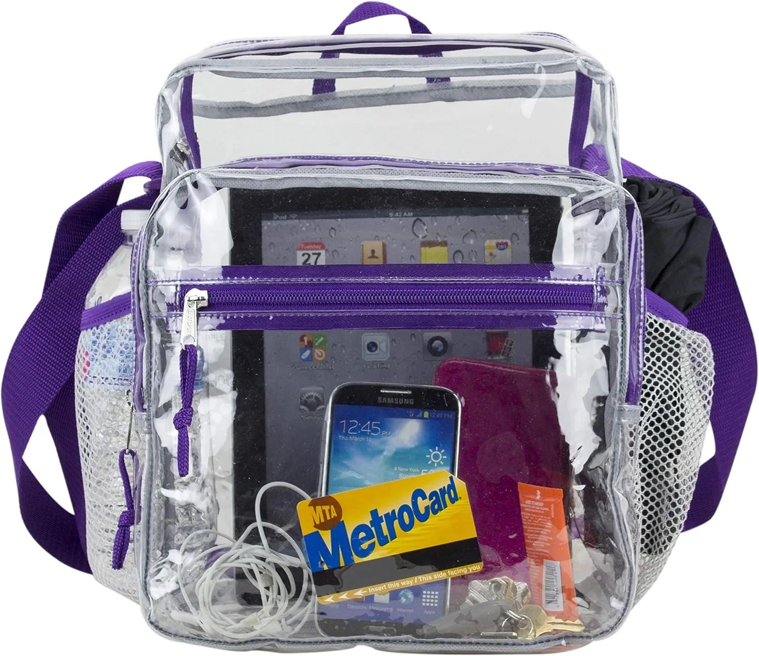 Eastsport Clear Bag Stadium Approved Events Transparent Crossbody Shoulder Messenger for Travel Beach Work Concert College