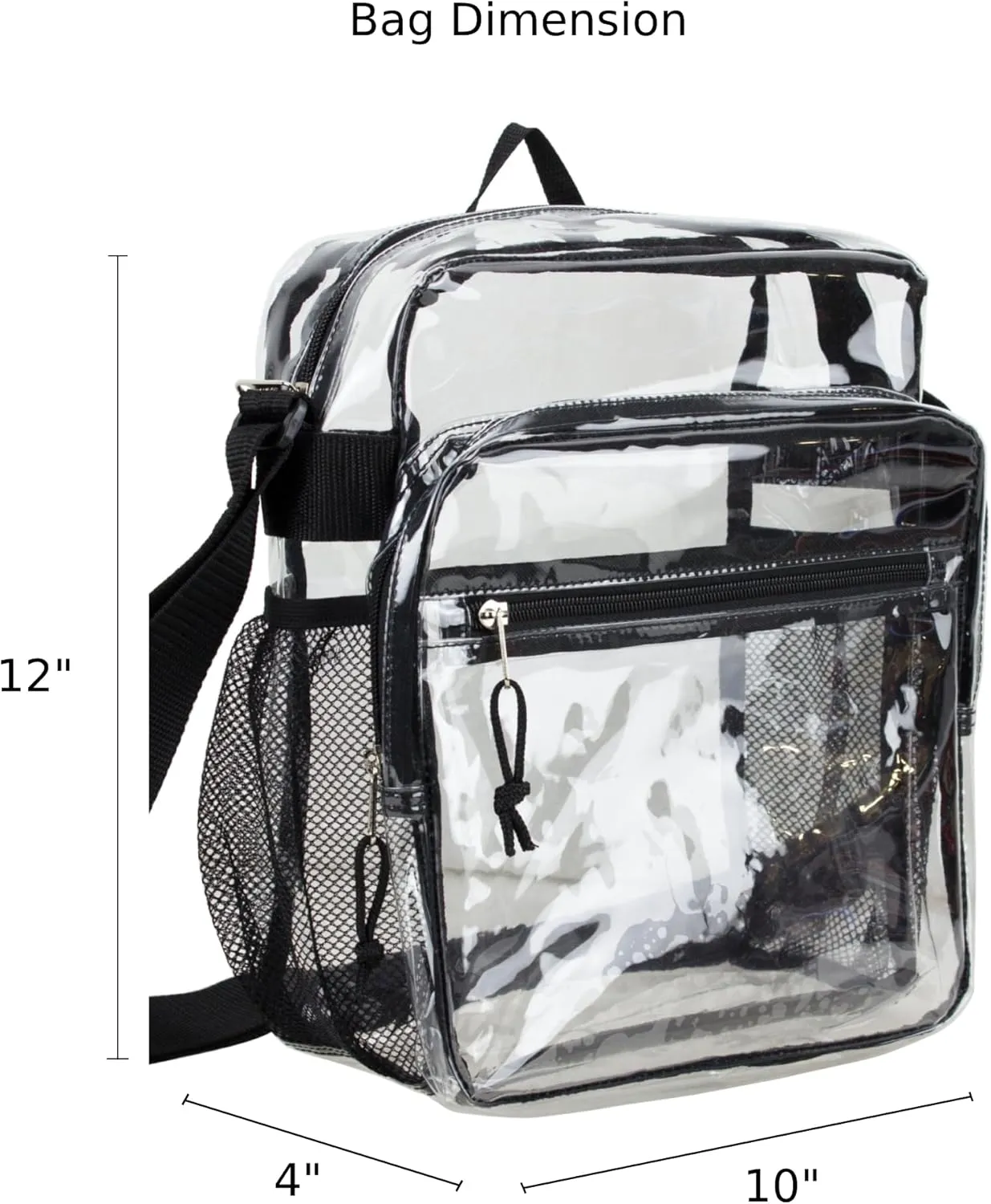 Eastsport Clear Bag Stadium Approved Events Transparent Crossbody Shoulder Messenger for Travel Beach Work Concert College