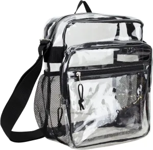 Eastsport Clear Bag Stadium Approved Events Transparent Crossbody Shoulder Messenger for Travel Beach Work Concert College