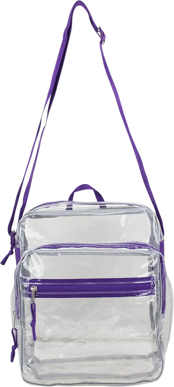 Eastsport Clear Bag Stadium Approved Events Transparent Crossbody Shoulder Messenger for Travel Beach Work Concert College