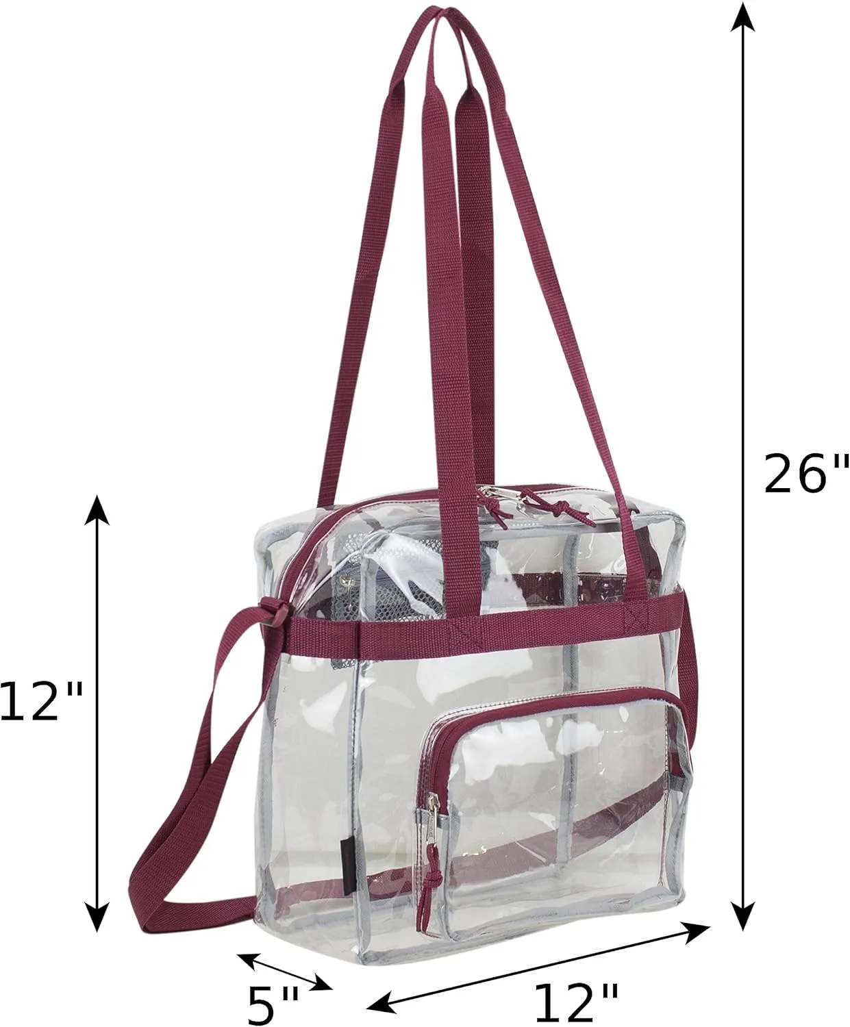Eastsport Clear Bag Stadium Approved Tote Crossbody Shoulder Messenger Strap for Sports Concert Work Events See Through