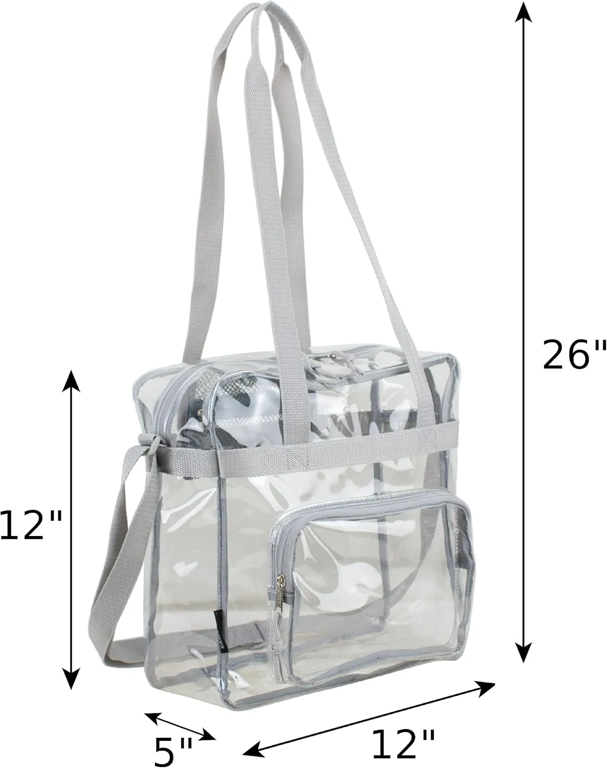 Eastsport Clear Bag Stadium Approved Tote Crossbody Shoulder Messenger Strap for Sports Concert Work Events See Through