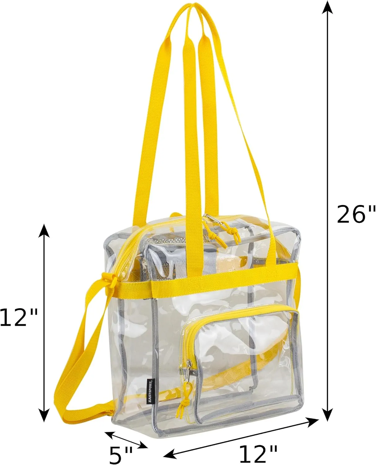 Eastsport Clear Bag Stadium Approved Tote Crossbody Shoulder Messenger Strap for Sports Concert Work Events See Through