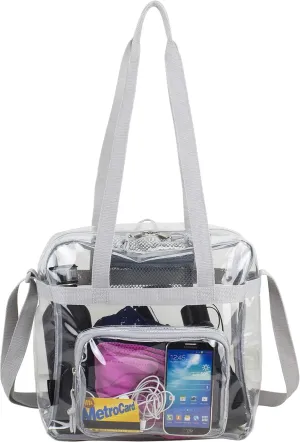 Eastsport Clear Bag Stadium Approved Tote Crossbody Shoulder Messenger Strap for Sports Concert Work Events See Through