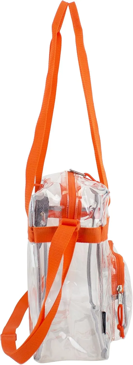 Eastsport Clear Bag Stadium Approved Tote Crossbody Shoulder Messenger Strap for Sports Concert Work Events See Through