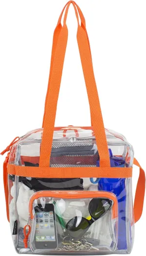 Eastsport Clear Bag Stadium Approved Tote Crossbody Shoulder Messenger Strap for Sports Concert Work Events See Through