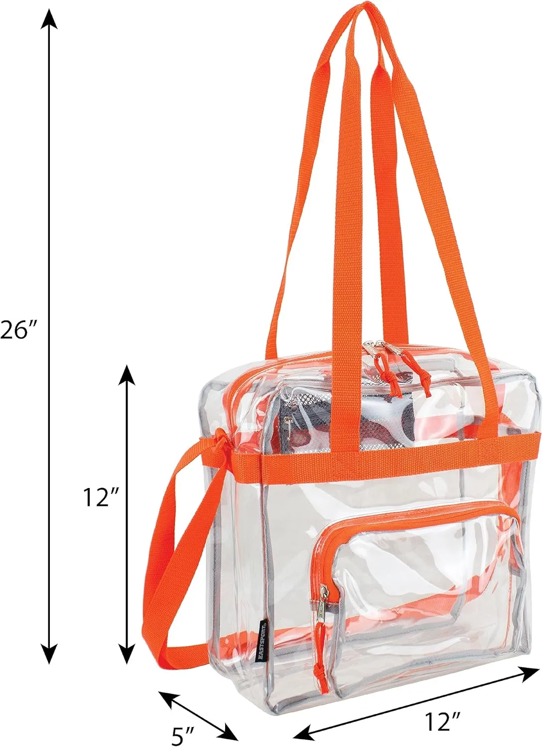 Eastsport Clear Bag Stadium Approved Tote Crossbody Shoulder Messenger Strap for Sports Concert Work Events See Through