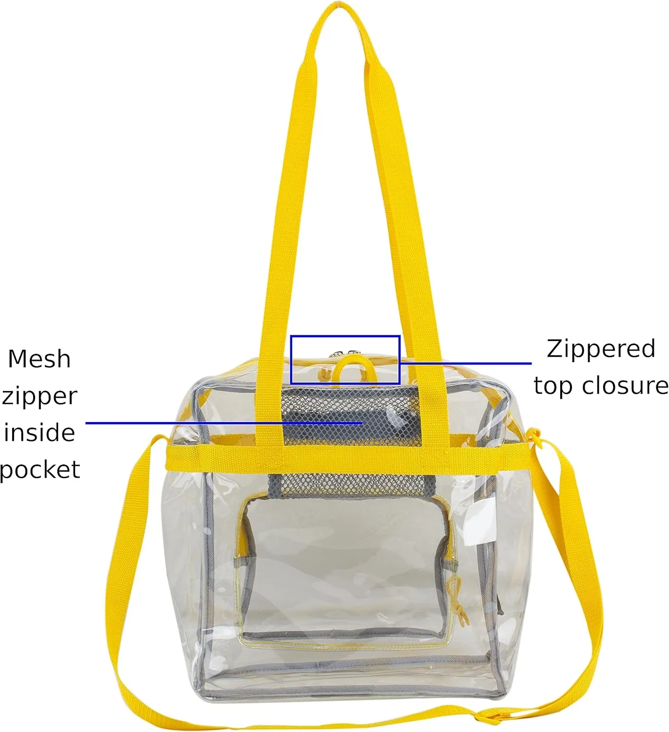 Eastsport Clear Bag Stadium Approved Tote Crossbody Shoulder Messenger Strap for Sports Concert Work Events See Through