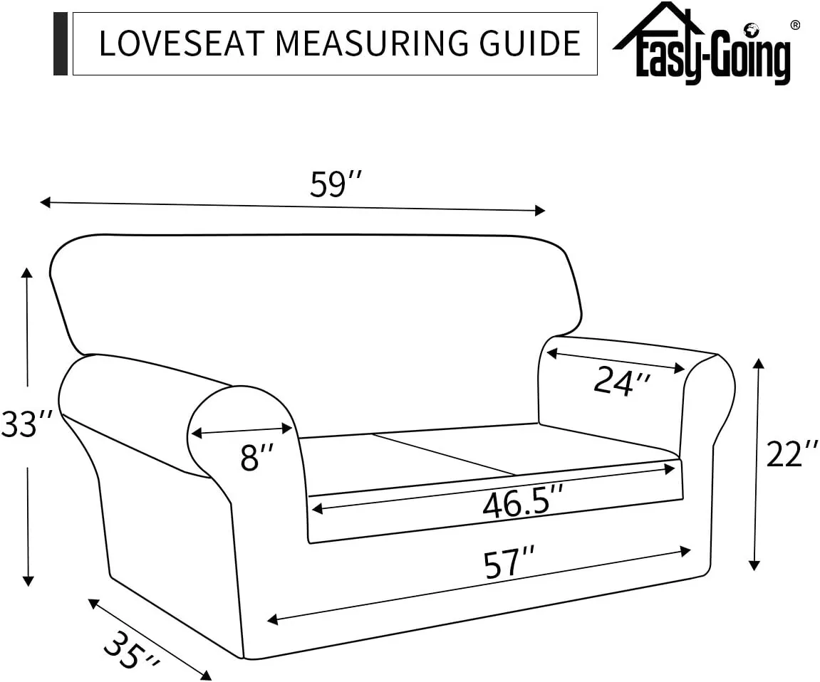 Easy-Going 2 Pieces Microfiber Stretch Sofa Slipcover – Spandex Soft Fitted Sofa Couch Cover, Washable Furniture Protector with Elastic Bottom Kids, Pet (Loveseat, Camel