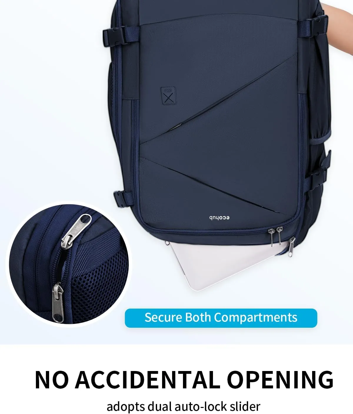 ECOHUB Carry On Travel Backpack, Expandable Airlines Personal Item Bag 18x14x8, Water Resistant 17 inch Laptop Backpack Flight Approved, 12 Pockets 30L Work Backpacks with Wet Pocket & Cable Slot