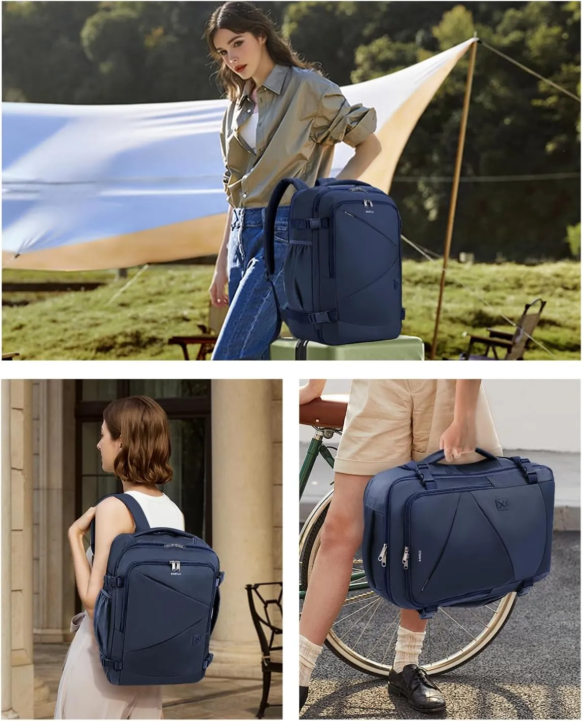 ECOHUB Carry On Travel Backpack, Expandable Airlines Personal Item Bag 18x14x8, Water Resistant 17 inch Laptop Backpack Flight Approved, 12 Pockets 30L Work Backpacks with Wet Pocket & Cable Slot