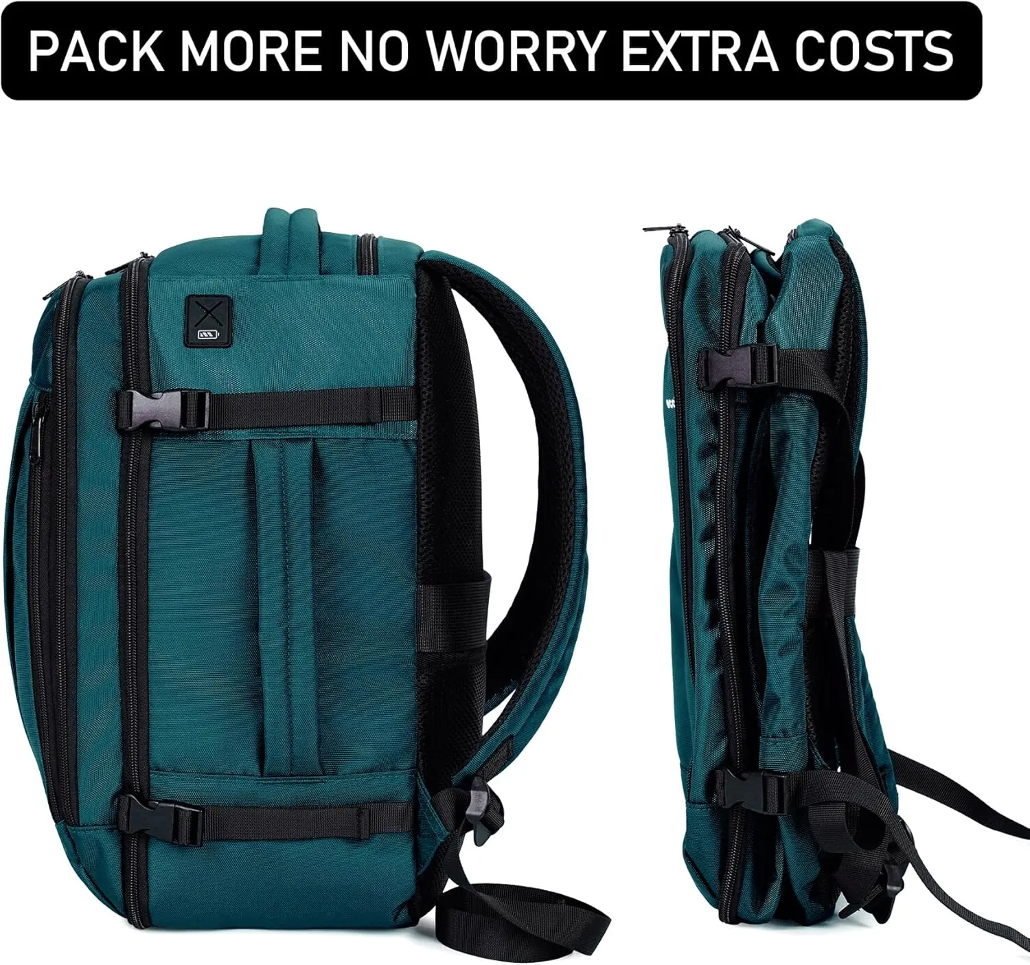 ECOHUB Travel Backpack 18x14x8 Spirit Airlines Personal Item Bag Carry On Backpack 13 Pockets Large Work Casual Daypack for men Airline Approved Waterproof Gym Backpack with Charging Port, Blue Green