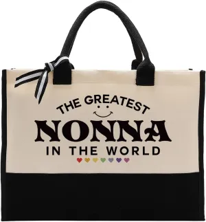 EDCTO Nonna Tote Bag Gift, The Greatest Nonna In the World, Nonna Gift Utility Tote, Cotton Canvas Tote Bag, Canvas Tote Bag for Gifting, Inspirational Gift, Mother's Day Birthday Gift for Nonna