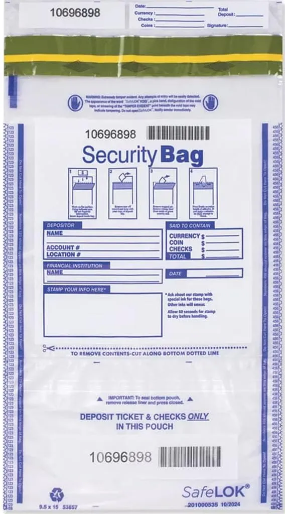 EGP Security Deposit Bag with Dual Pockets 9.5 x 15-100 Bags
