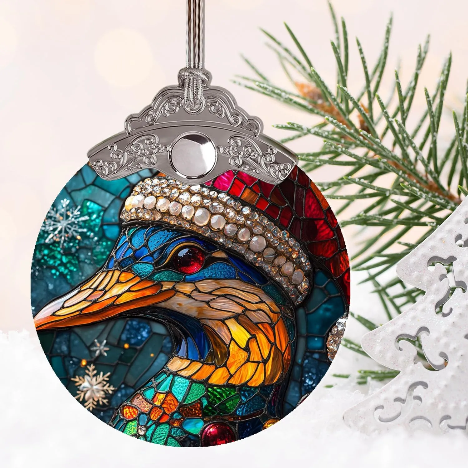 Eider Christmas Ornament - Cute Christmas Decorations - Eider Xmas Home Decor - Christmas Hanging Ornament - Eider Xmas Ornament Gifts for Animals Lovers