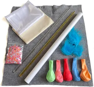 Electrostatic Friction Rod Kit : 3 Cloths, 2 Rods,1PVC Tubes with Feather, Shredded Paper Material Package