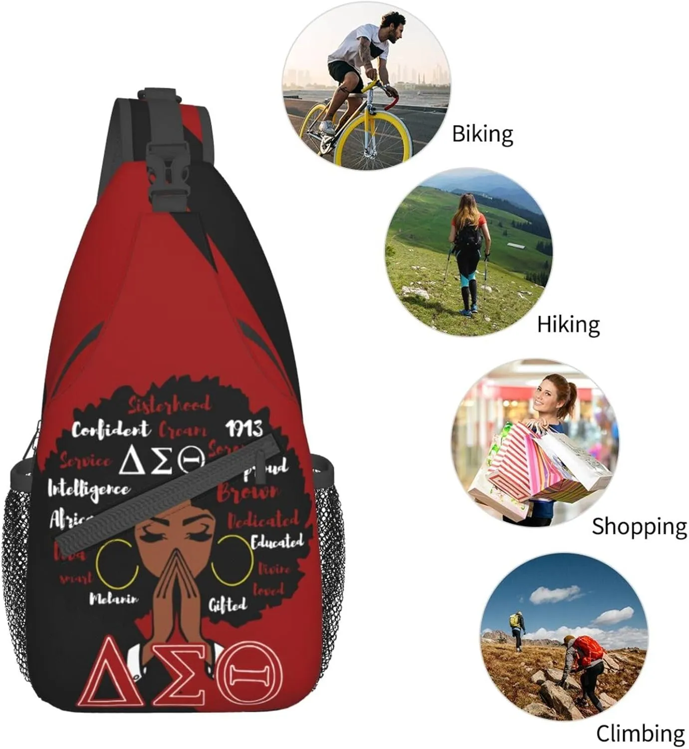 Elephant Logo Sorority Sling Bag Crossbody Travel Hiking Chest Backpack Shoulder Daypack For Women