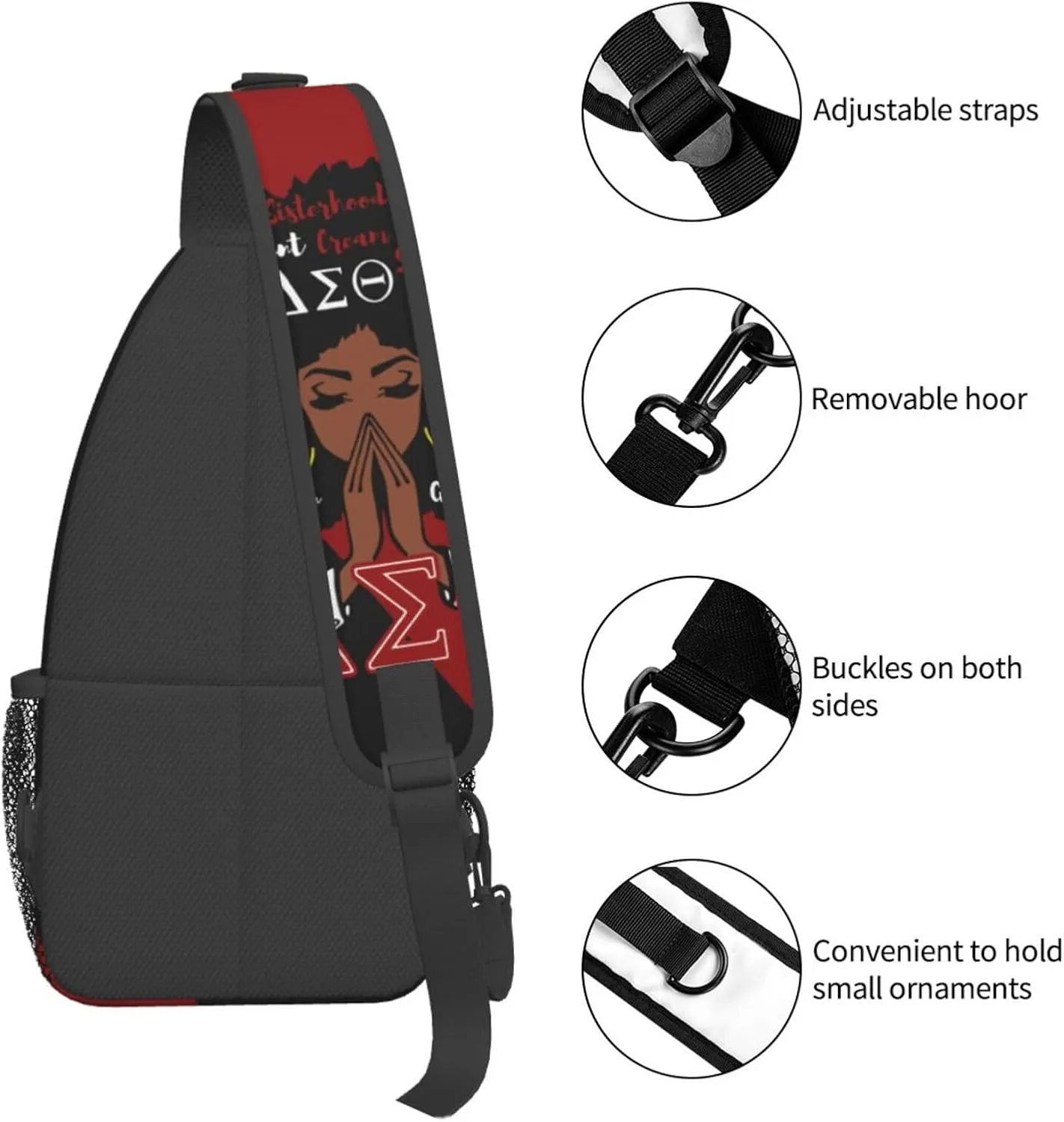 Elephant Logo Sorority Sling Bag Crossbody Travel Hiking Chest Backpack Shoulder Daypack For Women
