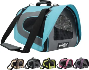 EliteField Deluxe Soft Pet Carrier (3 Year Warranty, Airline Approved), Multiple Sizes and Colors Available (18" L x 10" W x 11" H, Sky Blue Gray)