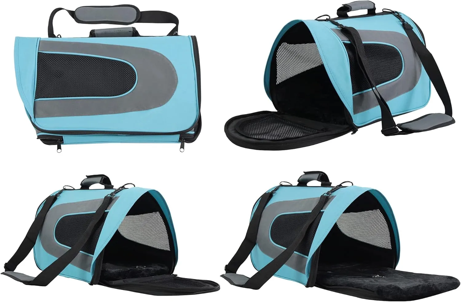 EliteField Deluxe Soft Pet Carrier (3 Year Warranty, Airline Approved), Multiple Sizes and Colors Available (18" L x 10" W x 11" H, Sky Blue Gray)