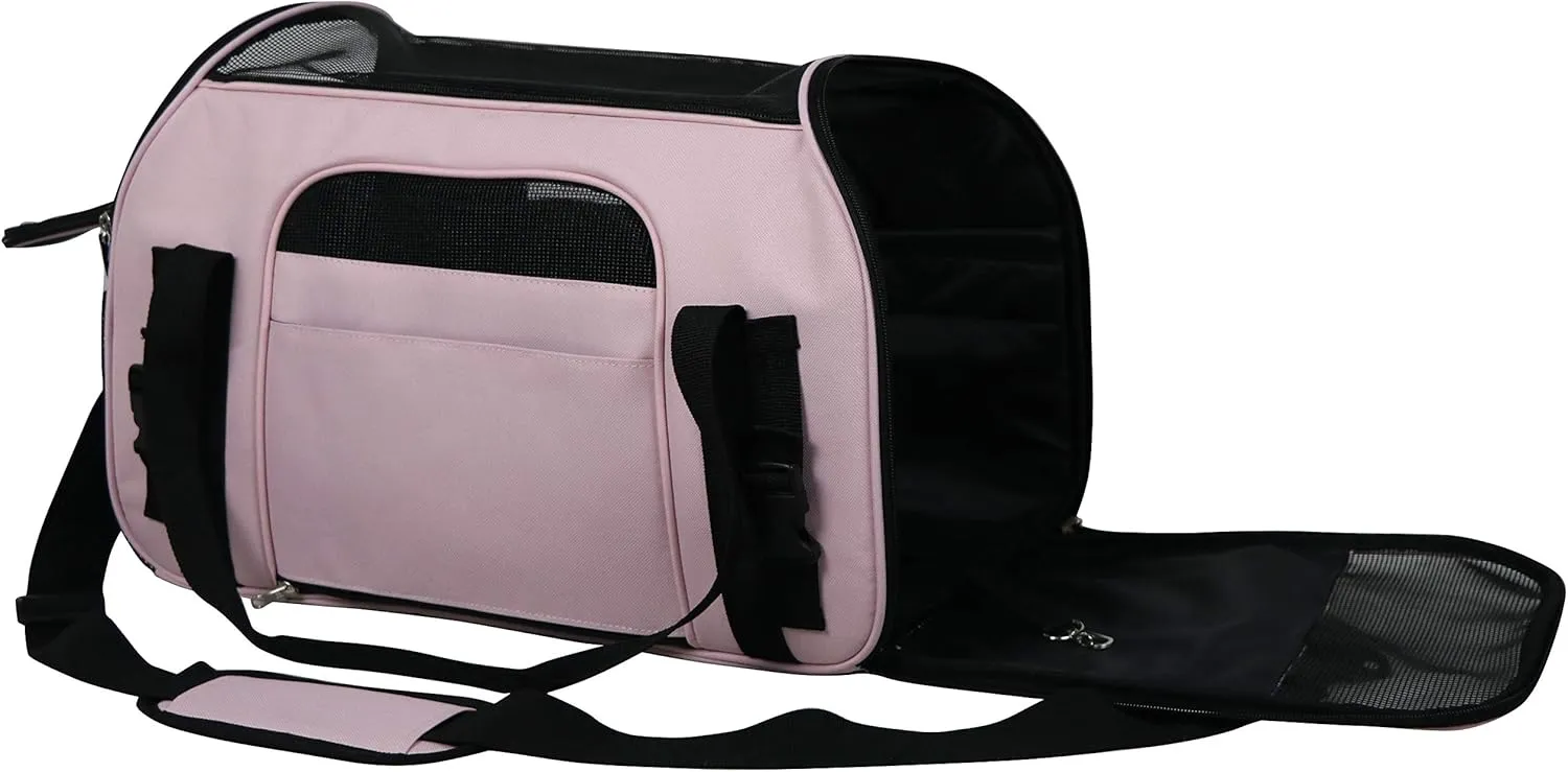 EliteField Soft Sided Pet Carrier (3 Year Warranty, Airline Approved), Multiple Sizes and Colors Available (Large: 19" L x 10" W x 13" H, Pink)