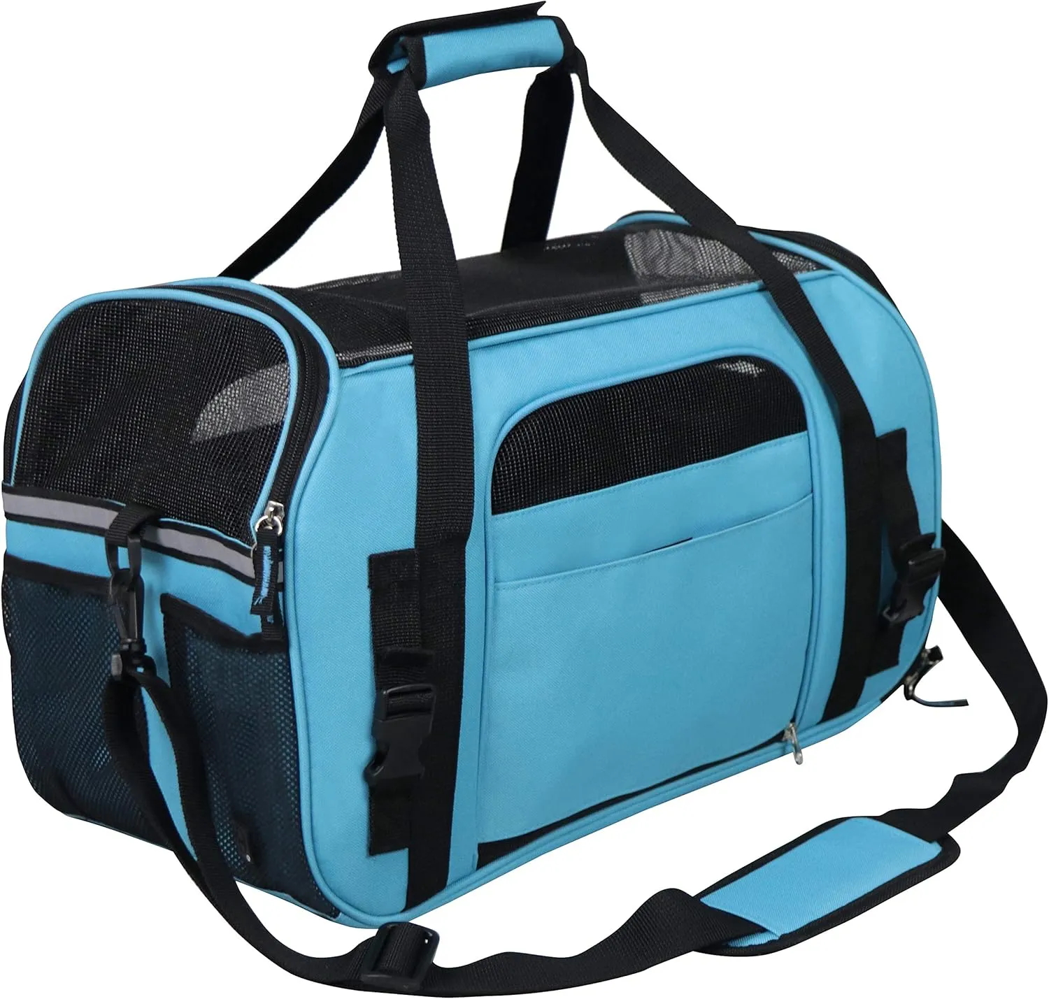 EliteField Soft Sided Pet Carrier (3 Year Warranty, Airline Approved), Multiple Sizes and Colors Available (Medium: 17" L x 9" W x 12" H, Sky Blue)