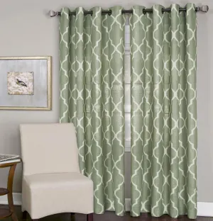 Elrene Home Fashions Medalia Room Darkening Geometric Window Curtain, 52 in x 120 in (W x L) (1 Panel), Spa Green
