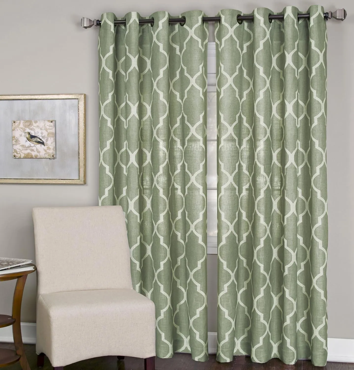 Elrene Home Fashions Medalia Room Darkening Geometric Window Curtain, 52 in x 120 in (W x L) (1 Panel), Spa Green