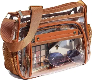 ESVAN Clear Crossbody Bag,Large Shoulder Bag For Stadium Events,Stadium Approved Clear Purses for Women with Adjustable Strap