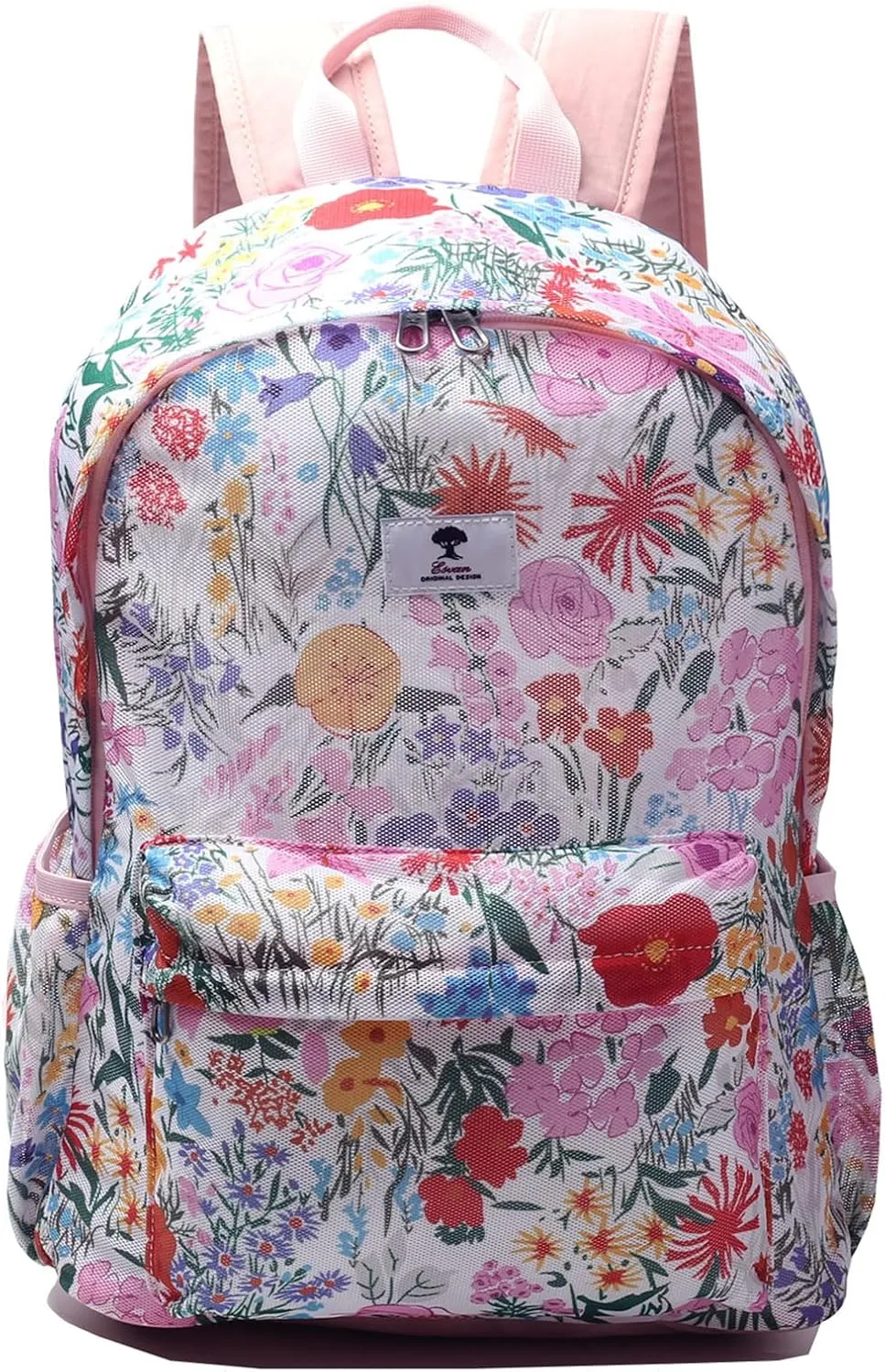 ESVAN Original Print Mesh Backpack Semi-Transparent Sackpack See Through Beach Bag Daypack Multi-Purpose Women Men Unisex