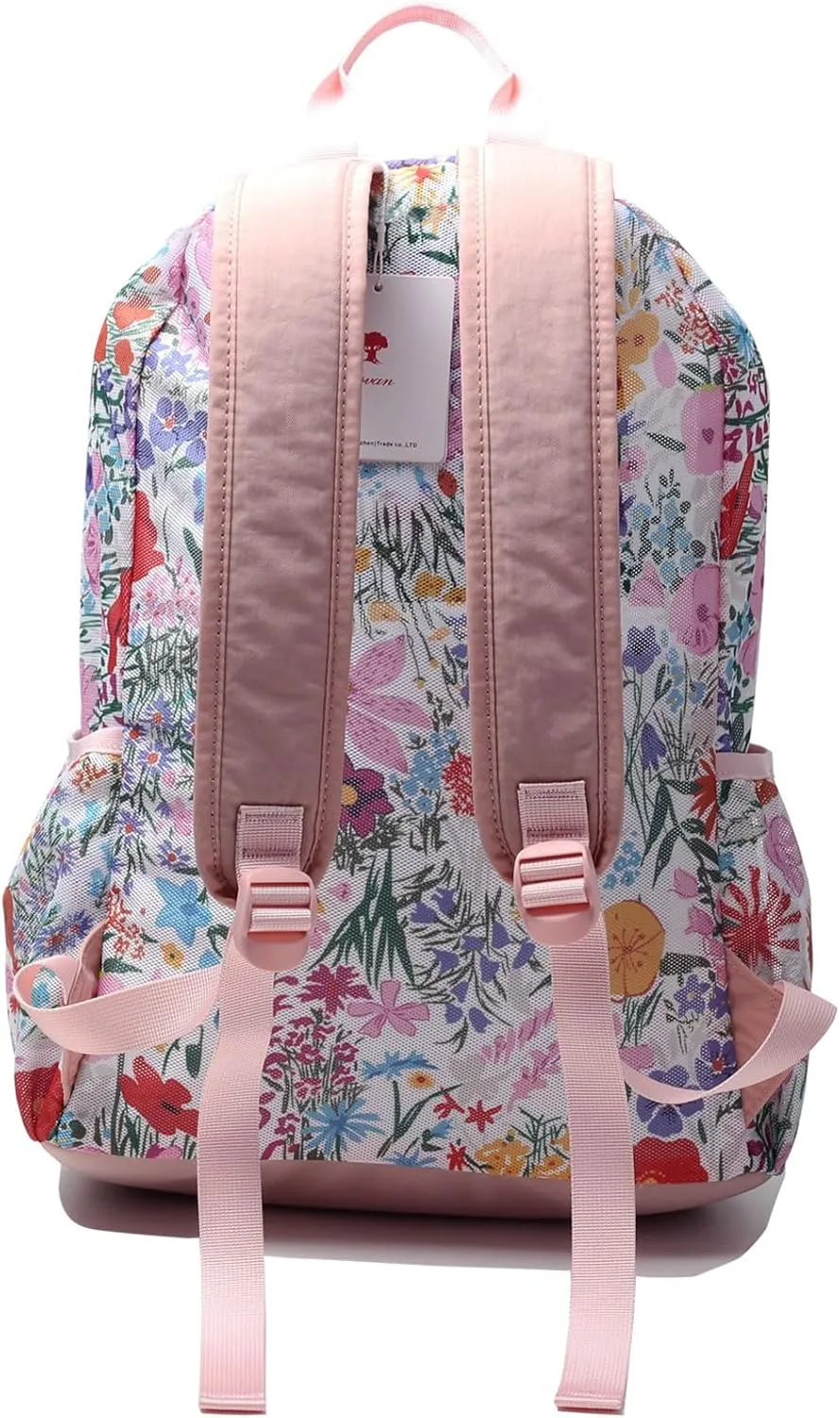 ESVAN Original Print Mesh Backpack Semi-Transparent Sackpack See Through Beach Bag Daypack Multi-Purpose Women Men Unisex